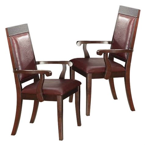 Sit pretty in our unique collection of chairs for the living room or bedroom. Transitional Set of 2 Dining Arm Chairs Dark Brown Wood ...