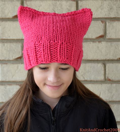 Pink Pussy Hat Project Crochet Pink Kitty Cat Hat Chunky Cat Etsy