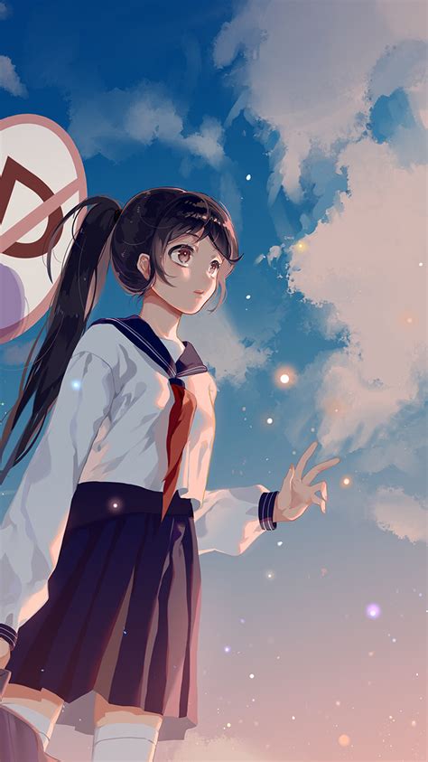 Find more images #original character. bc66-girl-school-girl-anime-sky-cloud-star-art ...