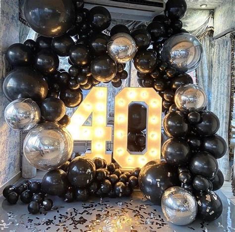 Black And Silver All Around The World Balloon Garland And 40 White Led Light