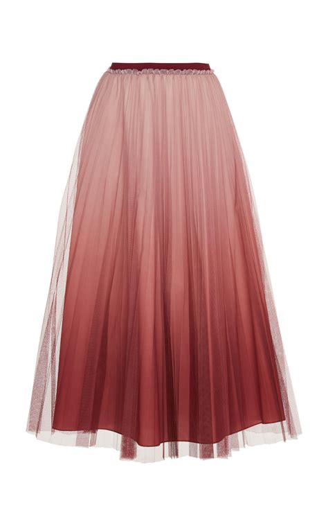 Red Valentino Tulle Pleated Organza Midi Skirt In Pink Lyst