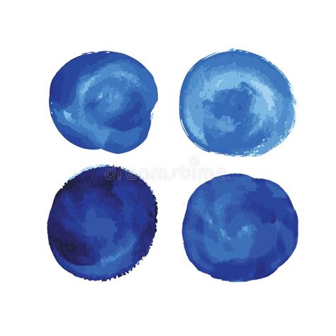 Blue Brush Painted Watercolor Circle Stock Illustrations 2580 Blue