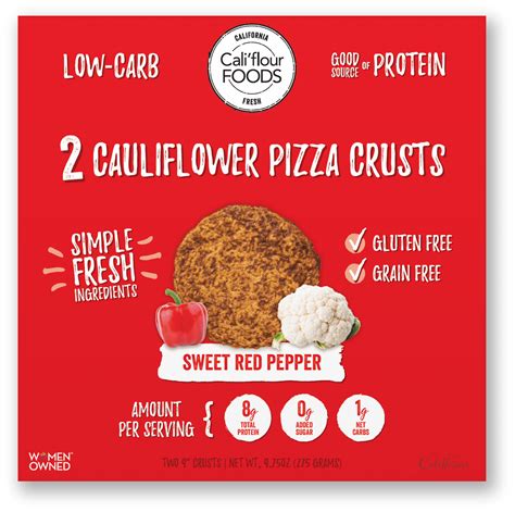 Starting out on the review of these three different crusts we're going to look at their nutrition information. Cali'flour Foods Cauliflower Pizza Crust - Sweet Red ...