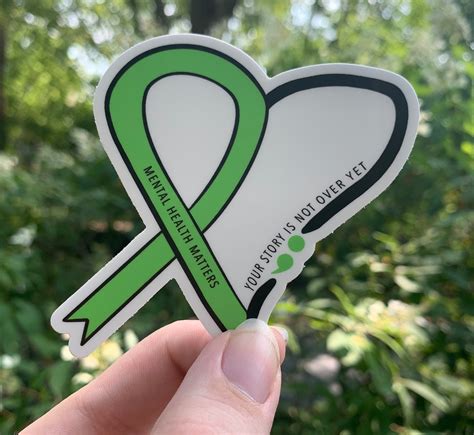 Mental Health Awareness Ribbon Matte Vinyl Sticker 100 Etsy
