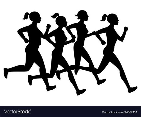 Running Female Silhouettes Isolated On White Vector Image On