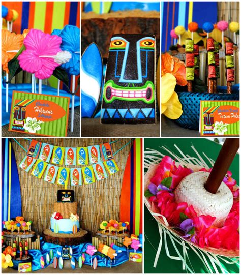 Tiki style poster frame for birthday tiki party themes. Kara's Party Ideas Tiki Luau Summer Beach Swim Party ...