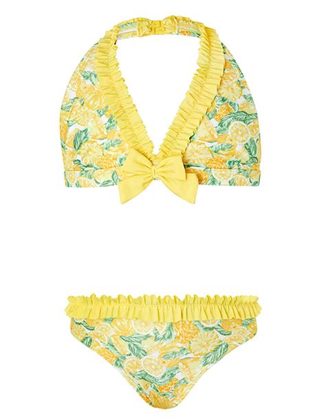 Layla Lemon Bikini Set With Recycled Fabrics Yellow Girls Beach