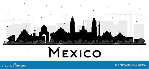 Mexico City Skyline Silhouette With Black Buildings Isolated On White
