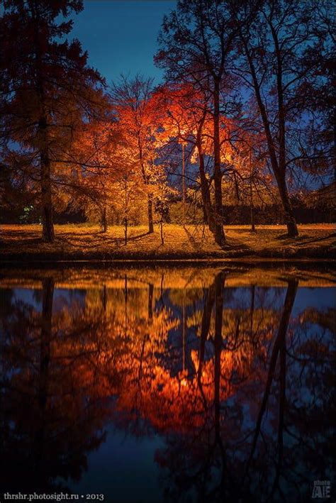 Night Park By A E Autumn Scenes Beautiful Nature
