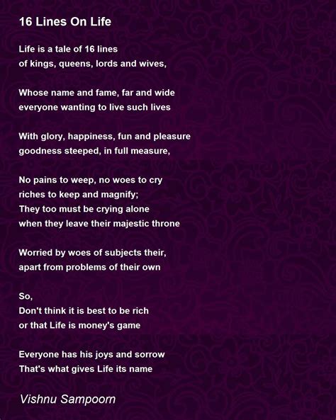 16 Lines On Life Poem by Vishnu Sampoorn - Poem Hunter
