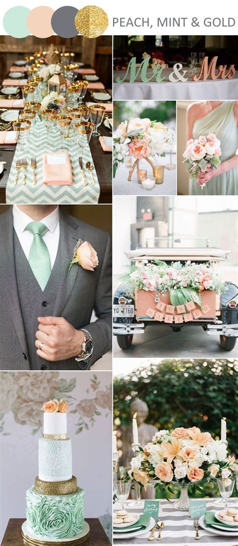 Peach Mint Green And Green Wedding Ideas With Gliiter Gold Accents