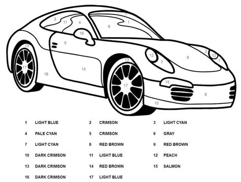 Nice Car Color By Number Download Print Now