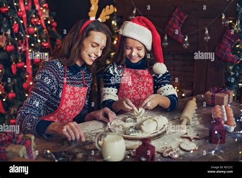 Merry Christmas and Happy Holidays. Family preparation holiday food