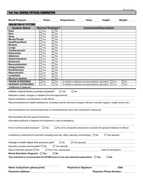 Annual Physical Examination Form Example In Word And Pdf Formats Page