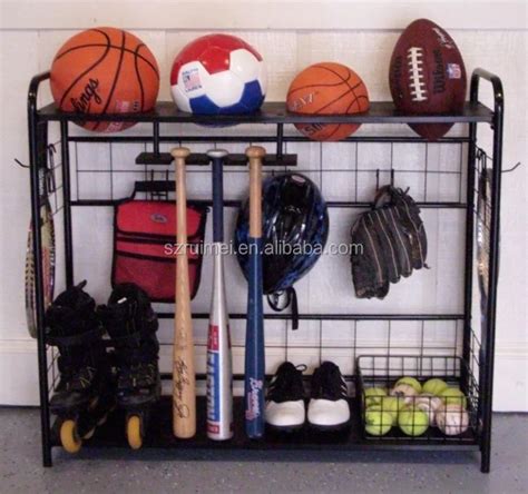 Wall Mounted Sports Equipment Organizer Storage Vertical Ball Rack Ball