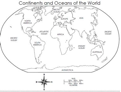 Blank Map Continents Oceans Worksheet