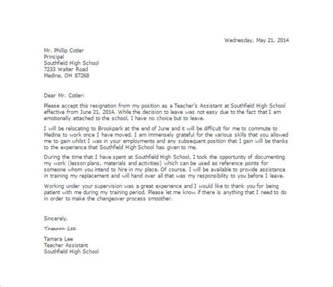 teacher resignation letter template  word excel