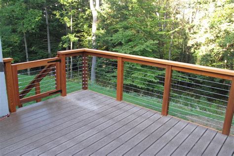 Wood And Wire Deck Railing