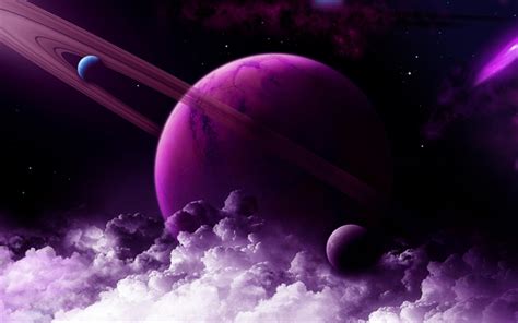 Download Wallpapers Saturn Purple Planet 4k Solar System Galaxy