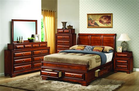 Solid Wood Cherry Bedroom Set G8850a With Storage