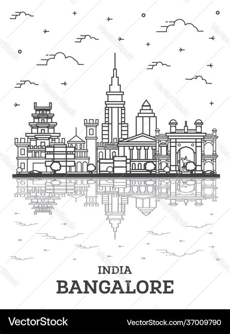 Outline Bangalore India City Skyline Royalty Free Vector