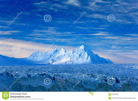 Land Of Ice Travelling In Arctic Norway White Snowy Mountain Blue