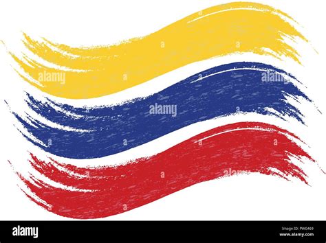 Grunge Brush Stroke With National Flag Of Colombia Isolated On A White