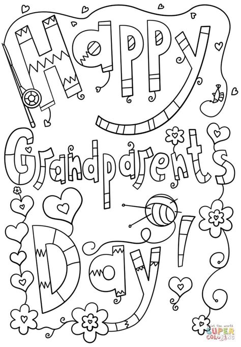 A coloring page that says | Happy grandparents day, Grandparents day