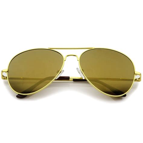 Classic Metal Frame Spring Hinges Color Mirror Lens Aviator Sunglasses 56mm Best Aviator