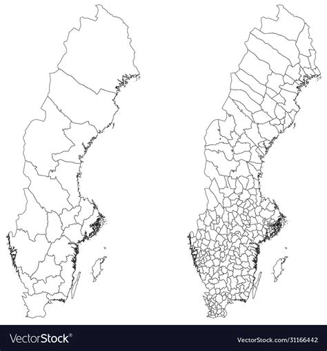 Map Sweden Regions And Administrative Areas Vector Image