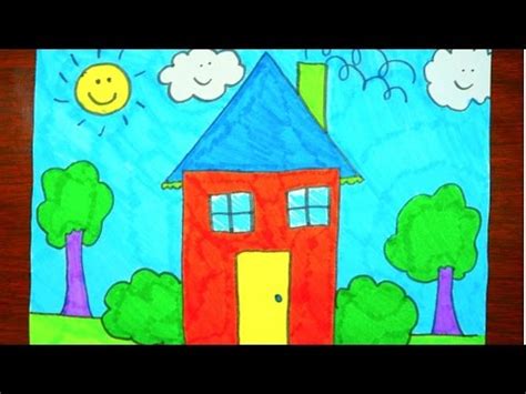Happy family with house and car. How To Draw A House | Kids Coloring Video - YouTube