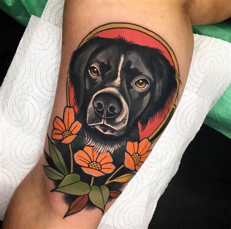 Neo Traditional Dog Tattoo By Andre Limited Availability