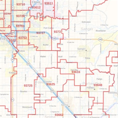 Fresno Zip Codes Map County Ibikinicyou