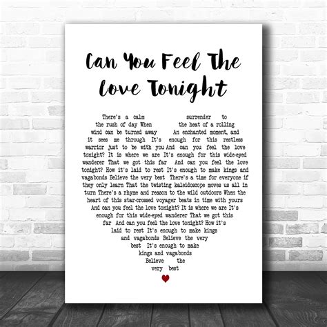 Can You Feel The Love Tonight Elton John Script Heart Song Lyric Quote