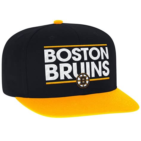 Adidas Mens Boston Bruins Dassler Flat Brim Snapback Cap Bobs