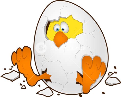 Easter Egg With Chicken Cartoon Character Royalty Free Stock Image