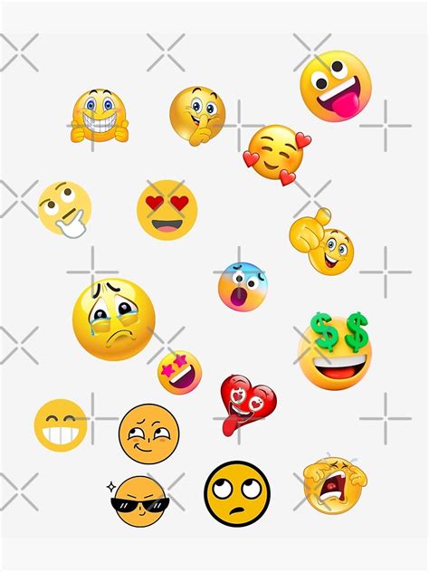 Group Of Funny Emojis Poster For Sale By Bonusart Redbubble