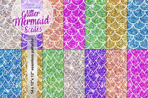 Glitter Mermaid Scales Pattern Set ~ Illustrations ~ Creative Market