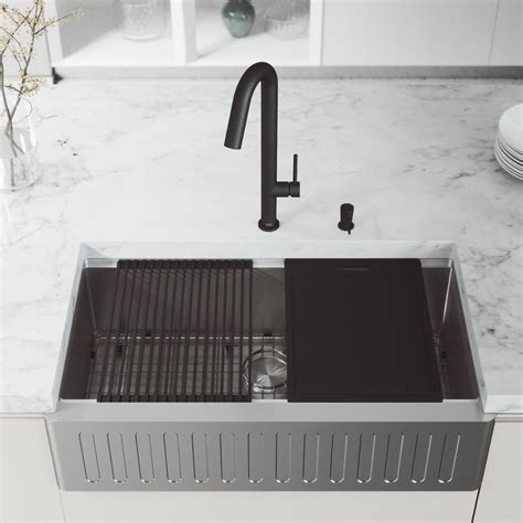 Apron kitchen sink accessories rubbermaid storage. VIGO Oxford Stainless Steel 36 in. Single Bowl Slotted ...