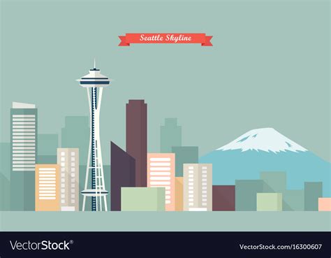 Seattle Skyline Royalty Free Vector Image Vectorstock