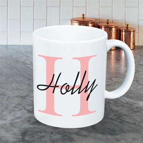 Personalised Mug Any Name And Initial Pink Gift For Her