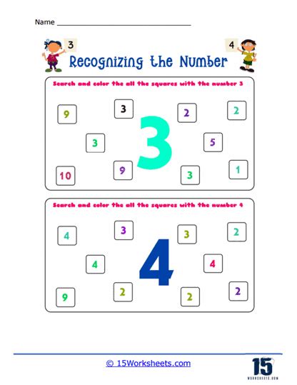 Recognizing Numbers Worksheets 15