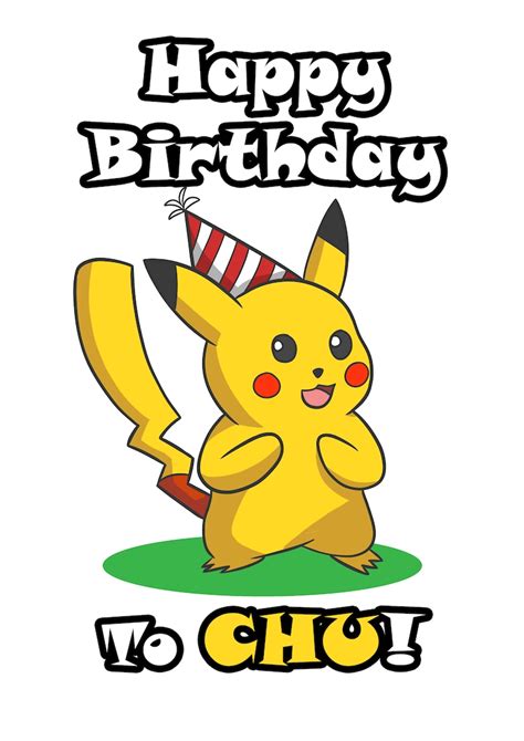 Happy Birthday To Chu Pikachu Birthday Card Etsy
