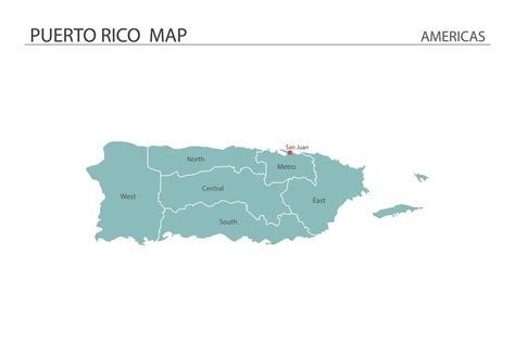 Puerto Rico Map Vector On White Background Map Have All Province And