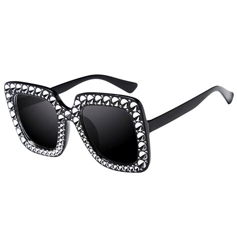 wofedyo rystal oversized sunglasses women square diamond sunglasses retro rectangle eyewear