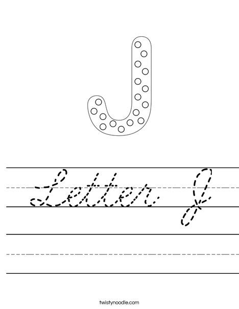 Letter J Worksheet Cursive Twisty Noodle