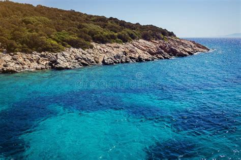 Turquoise Water Near Beach On Aegean Coast Sea Turkish Resort Stock