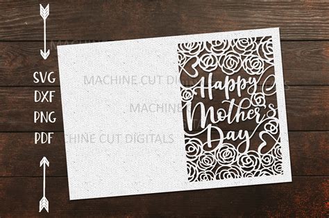 Happy Mothers Day card paper cut template svg dxf
