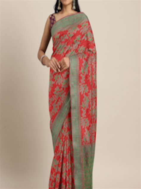 Buy Mitera Red And Green Printed Saree Sarees For Women 13694920 Myntra