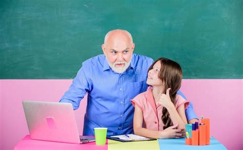 School Pride Mature Teacher Help School Girl School Lesson Online Writing An Essay Stock